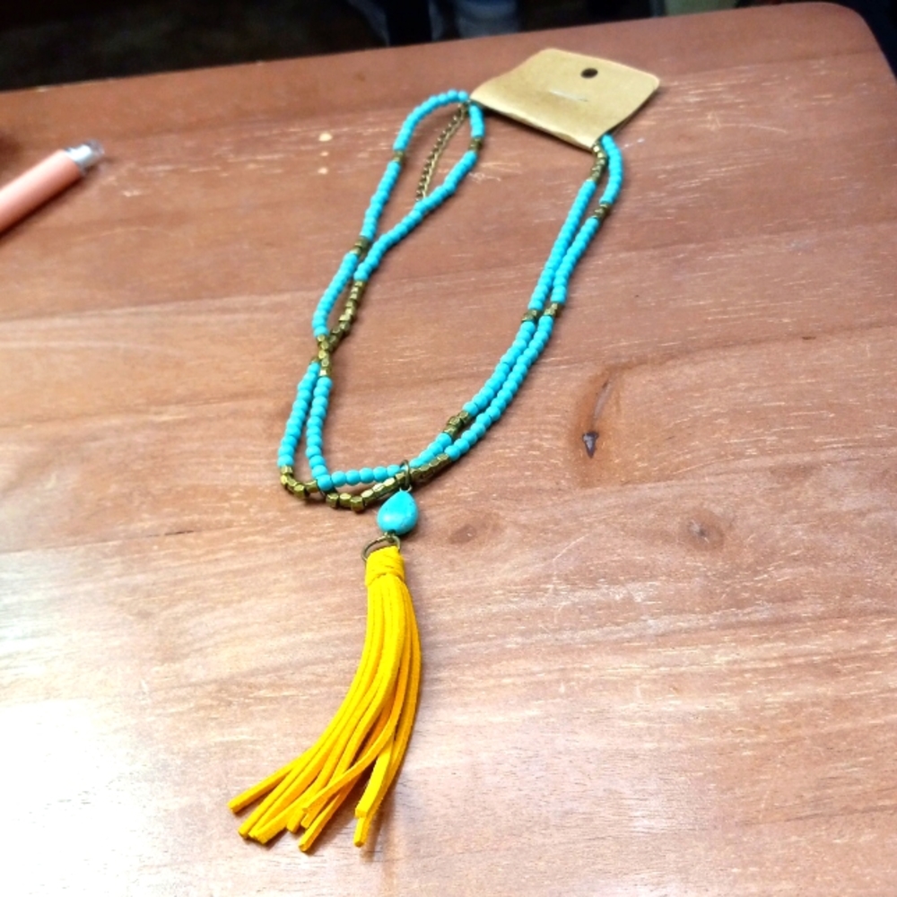 Turquoise and Tassle Necklace